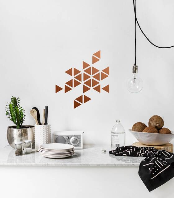 Triangle Wall Decals, 2'' Inch - 5cm, Gold Sticker Triangles, Decor Metallic, Shape Art, Kids Room & Home - image 1