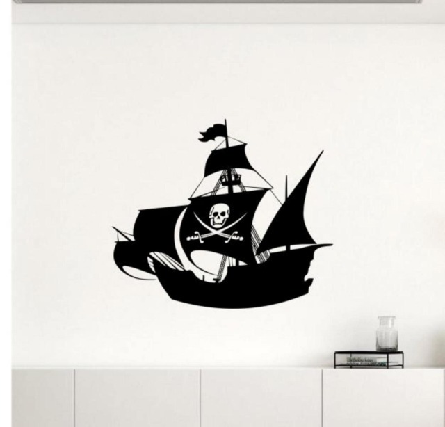 Pirate Ship Wall Decal Vinyl Sticker Sea Boat Ocean Nursery Kids Room Decor - 2Shp1 - image 1