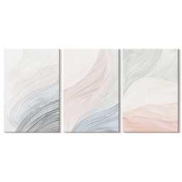 Set Of 3 Canvas Prints - Waves Painting On Cardboard in Pastel Colors, Creamy Print, Abstract Wall Decor - thumbnail 1