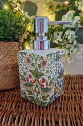 Beautiful Decoupaged William Morris Inspired Strawberry Thief Ceramic Soap Dispenser. Other Designs Available.hand Decorated