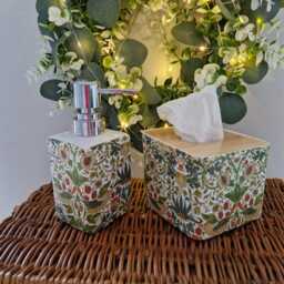 Beautiful Decoupaged William Morris Inspired Strawberry Thief Ceramic Soap Dispenser. Other Designs Available.hand Decorated - thumbnail 2