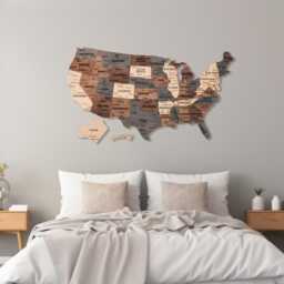 Usa Push Pin Travel Map For Couples Wall Art, United States Apartment Decor Hanging, Wooden Retirement Gift - thumbnail 2
