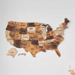 Usa Push Pin Travel Map For Couples Wall Art, United States Apartment Decor Hanging, Wooden Retirement Gift - thumbnail 3
