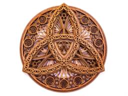 Laser Cut Wood Mandala Trinity Fractal Trefoil Wall Art - thumbnail 1