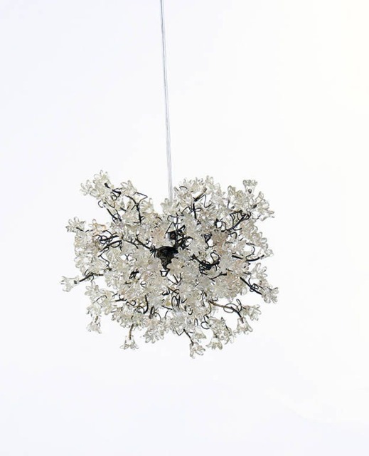 Clear Pendant Light, Light Fixture With Transparent Flowers Lighting , Bedside Lamp - image 1