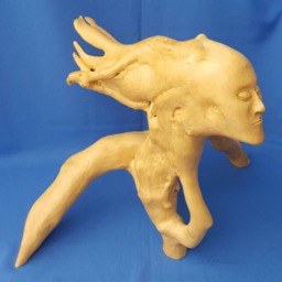 Wooden Sculpture - Futuristic Wooden Modern Art Handcrafted Statue Maple Wood Carved Figure Modern Woodwork - thumbnail 2