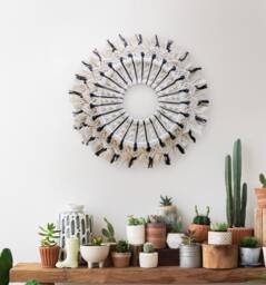 Large Sunburst Sun Moon Macrame Wall Hanging Mandala Tribal Black White Tapestry Coastal Boho Decor