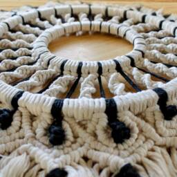 Large Sunburst Sun Moon Macrame Wall Hanging Mandala Tribal Black White Tapestry Coastal Boho Decor - thumbnail 3
