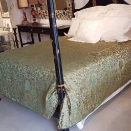 Luxury Bedding King Size Bedspread Green & Gold Silk Jacquard Rubelli Fabric Les Indes Galantes Pattern - Handmade in Italy - thumbnail 4