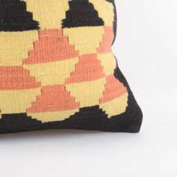 Vintage Turkish Kilim Pillow Cover 16'' Handwoven Wool Throw - thumbnail 2