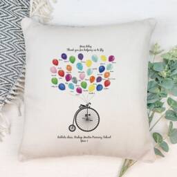 Thank You Teacher Cushion - Personalised Gift For With Pupil Names Balloon Print - thumbnail 1