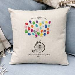 Thank You Teacher Cushion - Personalised Gift For With Pupil Names Balloon Print - thumbnail 3