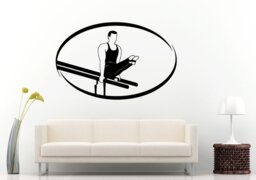Aerobics Rhythmic Gymnastics Gymnast Man Male Silhouette On Uneven Bars Wall Decal Vinyl Sticker Mural Room Decor L791 - thumbnail 1