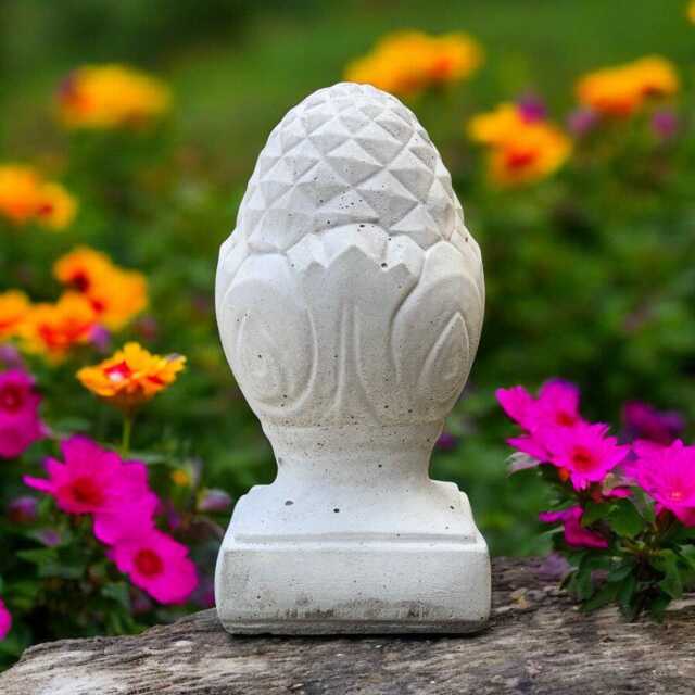 Concrete Pineapple Finial Statue Stone Pine Cone Ornament Cement Garden Pillar Topper Outdoor Fence Post Decor Architectural Yard Accent - image 1