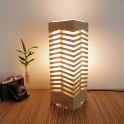 Wooden Table Lamp, Modern Handmade Nightstand Bedside Lamp - thumbnail 1