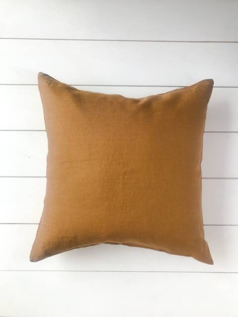 Softened Linen Pillow Case in Cinnamon Brown /Linen Throw Cinnamon/Decorative - image 1