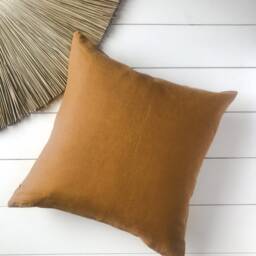Softened Linen Pillow Case in Cinnamon Brown /Linen Throw Cinnamon/Decorative - thumbnail 2