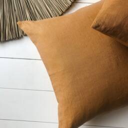Softened Linen Pillow Case in Cinnamon Brown /Linen Throw Cinnamon/Decorative - thumbnail 3