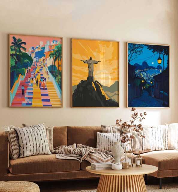 Set Of 3 Rio De Janeiro Posters, Brazil Travel Prints, Brazilian City Wall Art Set, Christ The Redeemer Decor, Tropical Prints - image 1