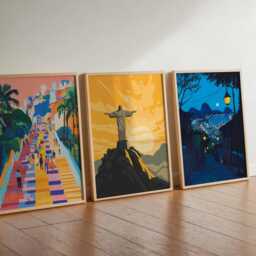 Set Of 3 Rio De Janeiro Posters, Brazil Travel Prints, Brazilian City Wall Art Set, Christ The Redeemer Decor, Tropical Prints - thumbnail 3