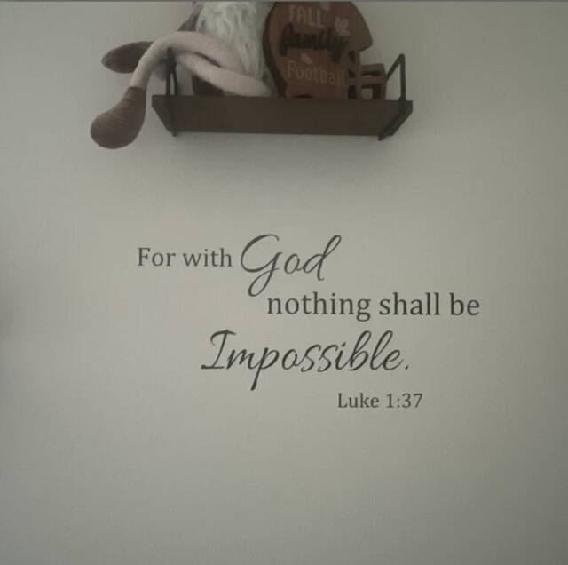 For With God Nothing Shall Be Impossible. Luke 127 Vinyl Wall Decal - image 1