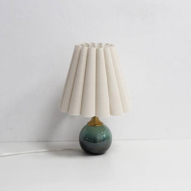 Handmade Oatmeal Fabric Table Lamp Ceramic Base Accent Lighting - image 1