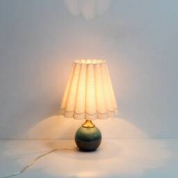 Handmade Oatmeal Fabric Table Lamp Ceramic Base Accent Lighting - thumbnail 4