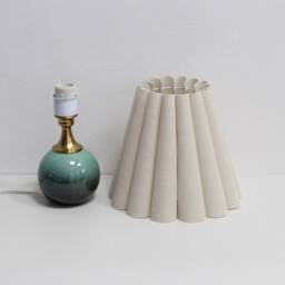 Handmade Oatmeal Fabric Table Lamp Ceramic Base Accent Lighting - thumbnail 2