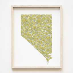 Nevada State Flower Map Watercolor Sagebrush - Art Print Wall Graduation Wedding Realtor Moving Gift Floral Wildflower - thumbnail 1