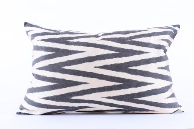 Ikat Silk Velvet Pillow 16x24 - Handmade Boho Cushion Cover Turkish Home Decor Accent - image 1