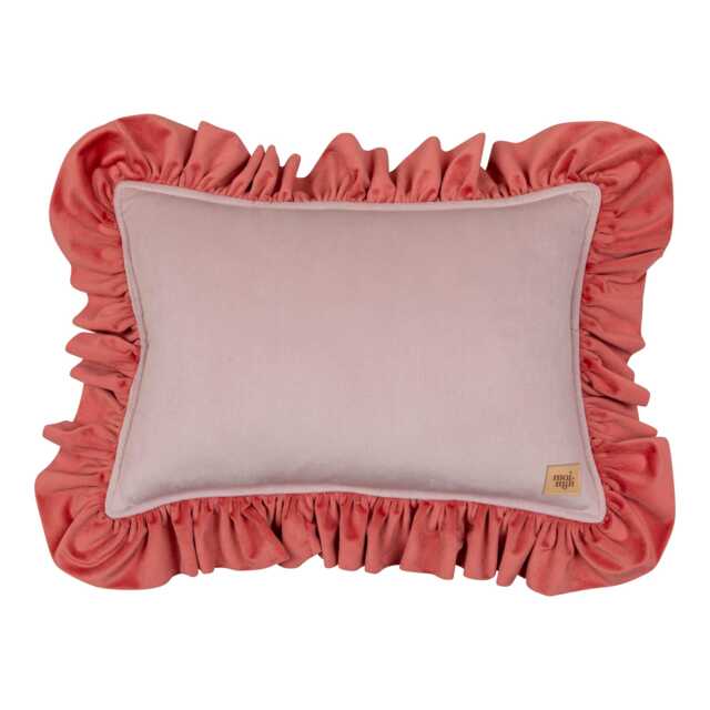 "Pink Velvet Pillow With Frill ""Raspberry Smoothie" - image 1