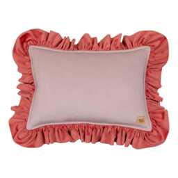 "Pink Velvet Pillow With Frill ""Raspberry Smoothie" - thumbnail 1