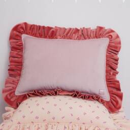 "Pink Velvet Pillow With Frill ""Raspberry Smoothie" - thumbnail 3