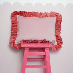 "Pink Velvet Pillow With Frill ""Raspberry Smoothie" - thumbnail 2