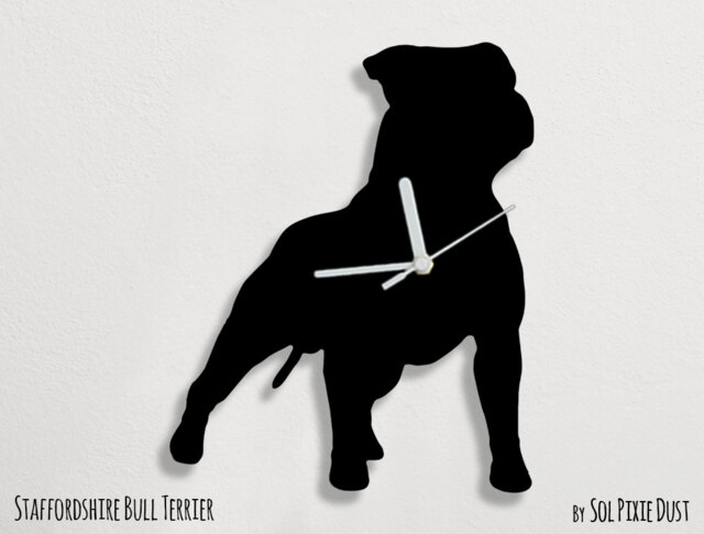 staffordshire Bull Terrier Dog - Wall Clock Silhouette - image 1