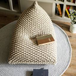Adult Bean Bag Cover, Cream Lounge Chair Accent Chair, 100% Handmade, Available in 15 Sizes & 19 Colors, Unfilled - Cover+Inside Case - thumbnail 4