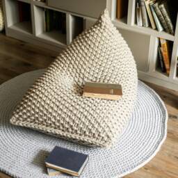 Adult Bean Bag Cover, Cream Lounge Chair Accent Chair, 100% Handmade, Available in 15 Sizes & 19 Colors, Unfilled - Cover+Inside Case - thumbnail 3