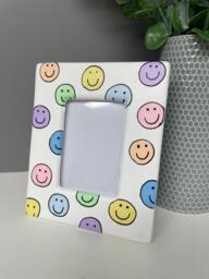 Hand Painted Ceramic Smiley Face Photo Frame Freestanding Mini Frame