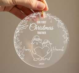 First Christmas Together Ornament, Personalised Couple Names Bauble, Bear Gift 2025