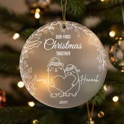 First Christmas Together Ornament, Personalised Couple Names Bauble, Bear Gift 2025 - thumbnail 3