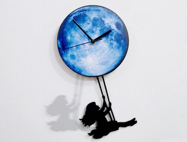 Girl Swinging On The Moon - Wall Clock With Pendulum Clock Unique Decor Gift Idea - image 1