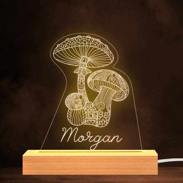 Mushroom Nature Hippy Personalised Gift Warm White Lamp Night Light - image 1