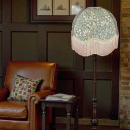 William Morris Forest Green Snakeshead Curtains Fabric Dome Lampshade Coffee Braid & Fringe, Bespoke British Handmade - thumbnail 2