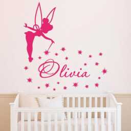 Personalized Fairy Name Wall Decal For Nursery Stars - Art Kids Room Decor 003