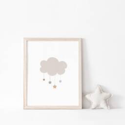 Gender Neutral Rainbow Moon Cloud Prints - Set Of 3, Baby Boy Print, Nursery Prints, Wall Art, New Baby, Kids Bedroom, Sleep, Gift - thumbnail 3