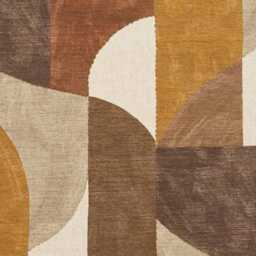 Upholstered Midcentury Modern Lounge Chair Armchair - Brown Abstract Geometric Pattern - thumbnail 4