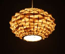 "Handwoven Bamboo Pendant Light Wave Lampshade - 11""x7"