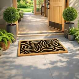 Abstract Swirl Doormat - Liquid Marble Welcome Mat Modern Boho Entryway Rug - thumbnail 4