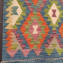 Handmade Kilim Runner, Artisan Afghan Turkish Aztec Sheep Wool Runner Rug 297x83 cm - thumbnail 2