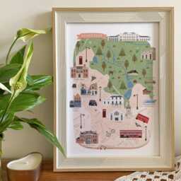 Hampstead Map Print, Illustrated Of Hampstead, Colourful Poster, Hand Drawn Wall Art, Personalised Housewarming Gift - thumbnail 2